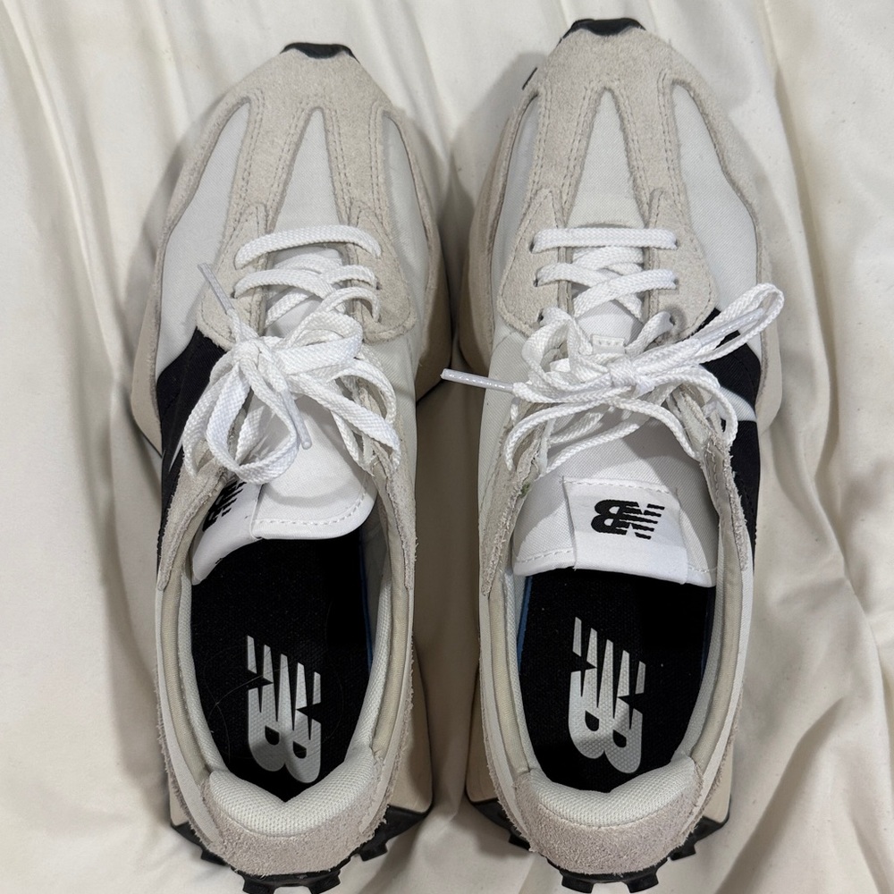 New Balance 327 Cream and Black Athletic Shoes